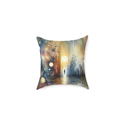 Stillness Transition Abstract Spun Polyester Pillow