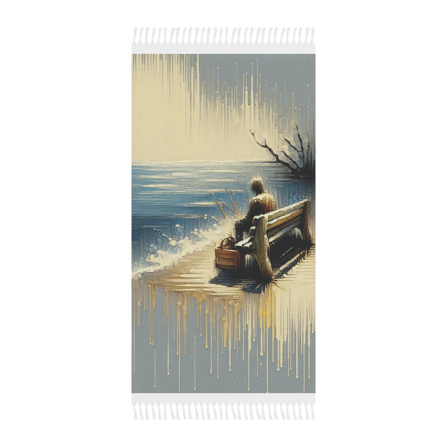 Seaside Solitude Tachism Boho Beach Cloth