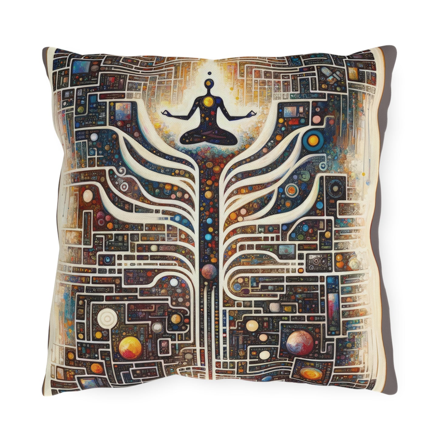 Syncing Silicon Spirituality Outdoor Pillows