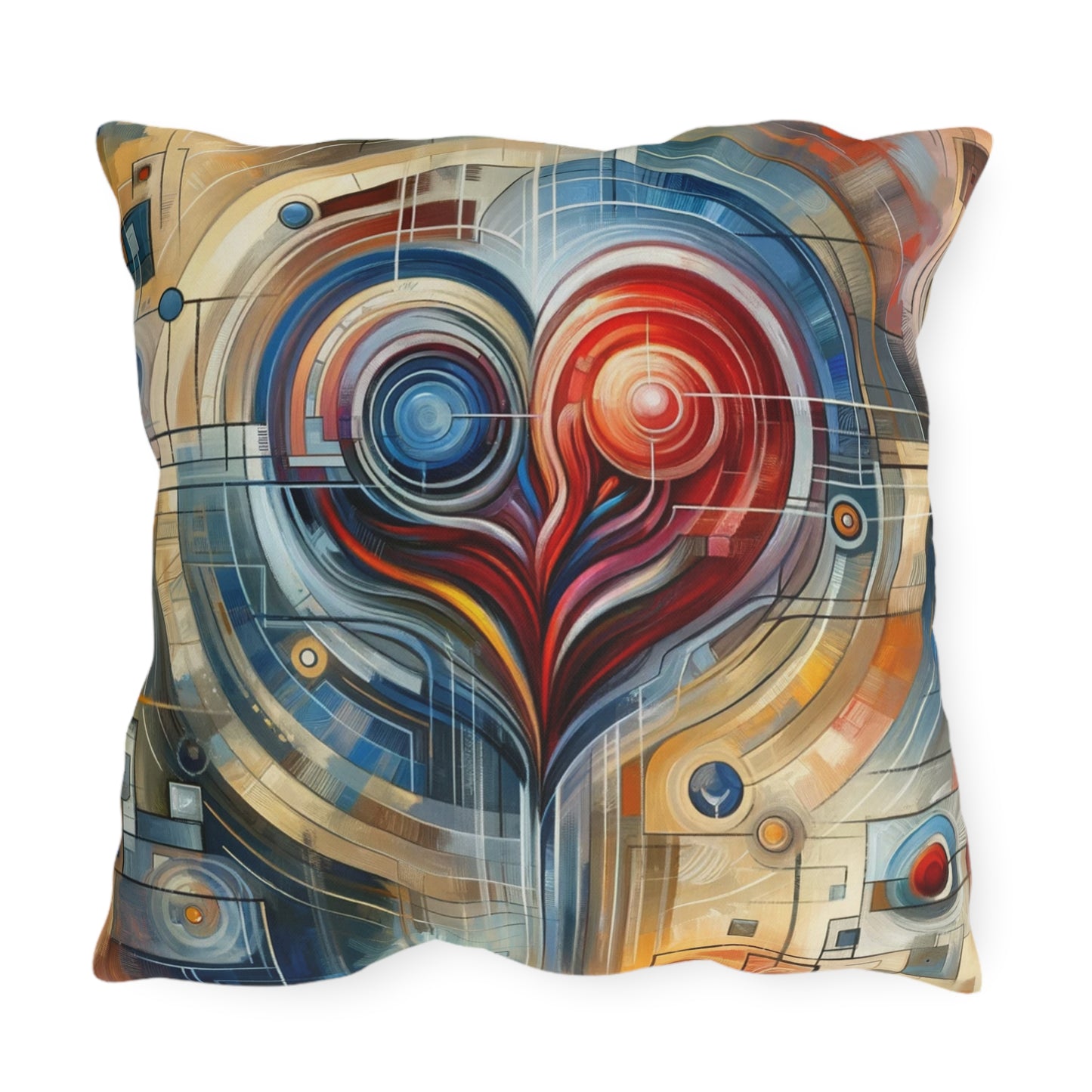 Techno Heart Harmony Outdoor Pillows