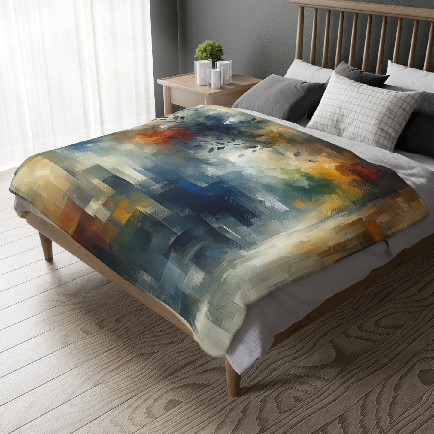 Contemplative Leaves Whispers Velveteen Microfiber Blanket (Two-sided print)