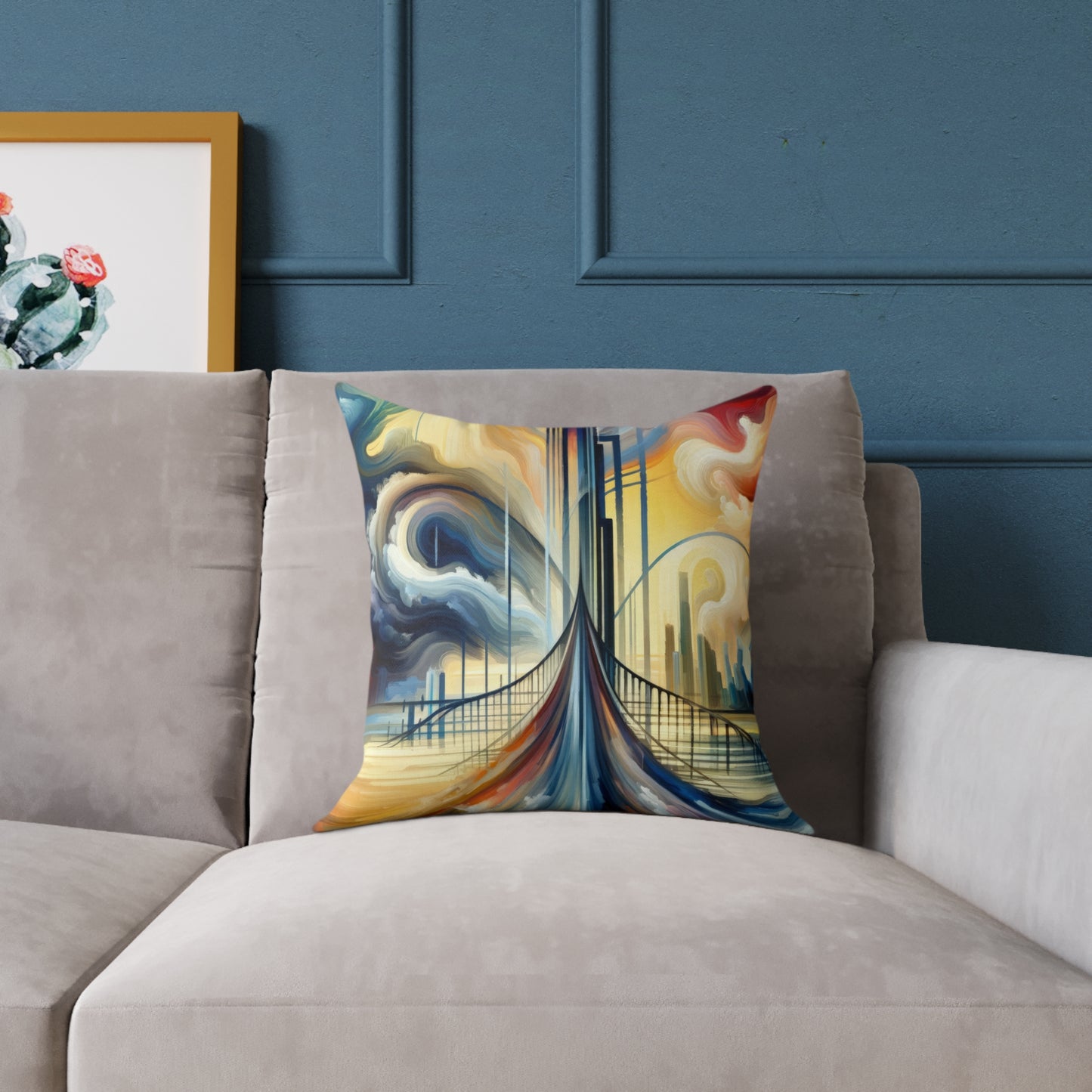 Conscious Bridge Tachism Spun Polyester Pillow