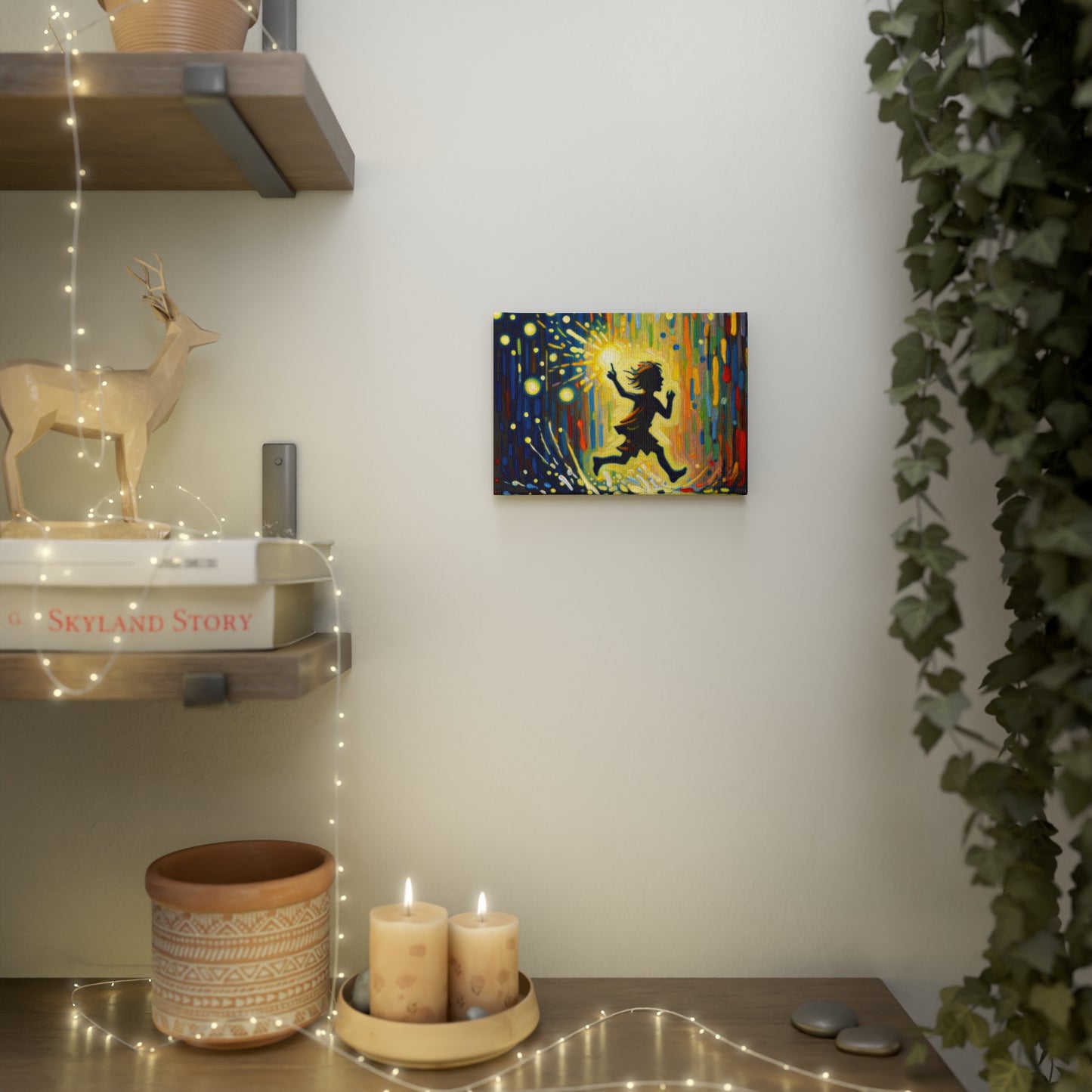 Child Firefly Chase Canvas Photo Tile