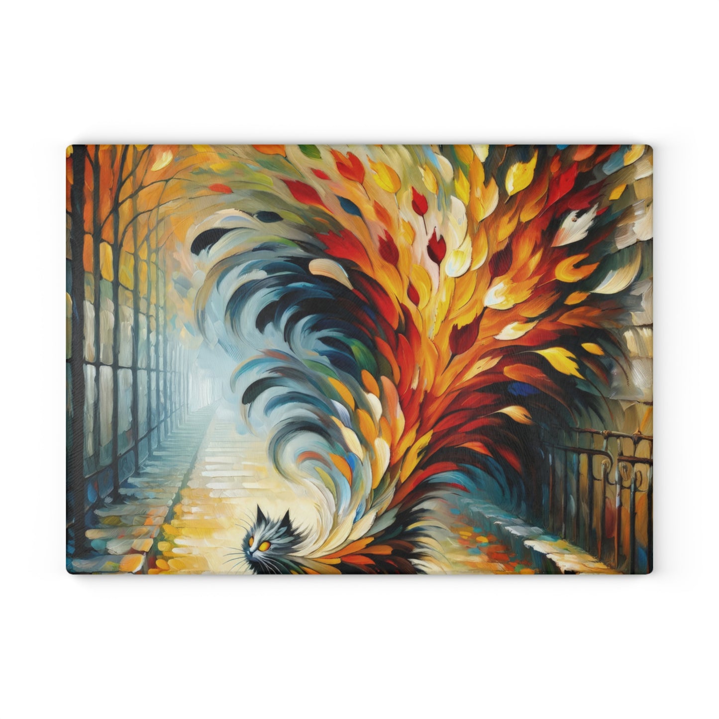 Autumn Whirlwind Escape Glass Cutting Board