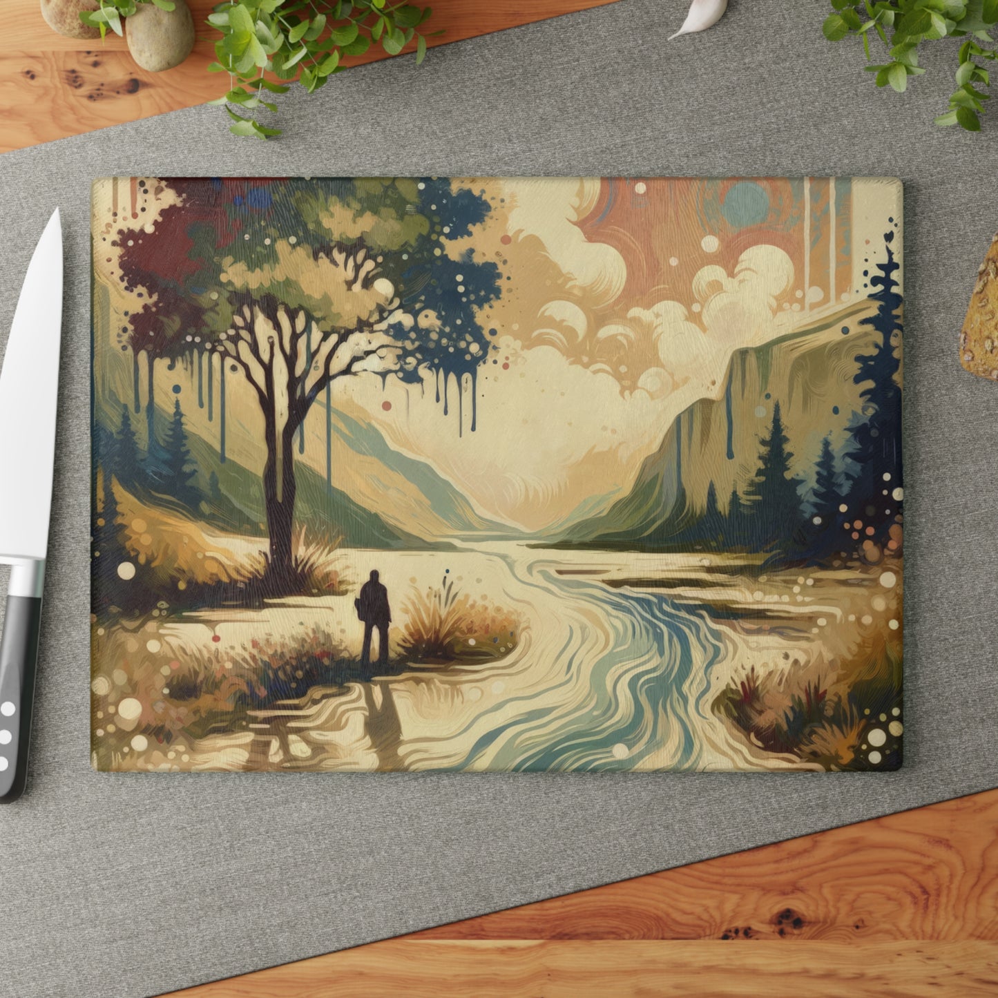 Serene Stream Sojourn Glass Cutting Board