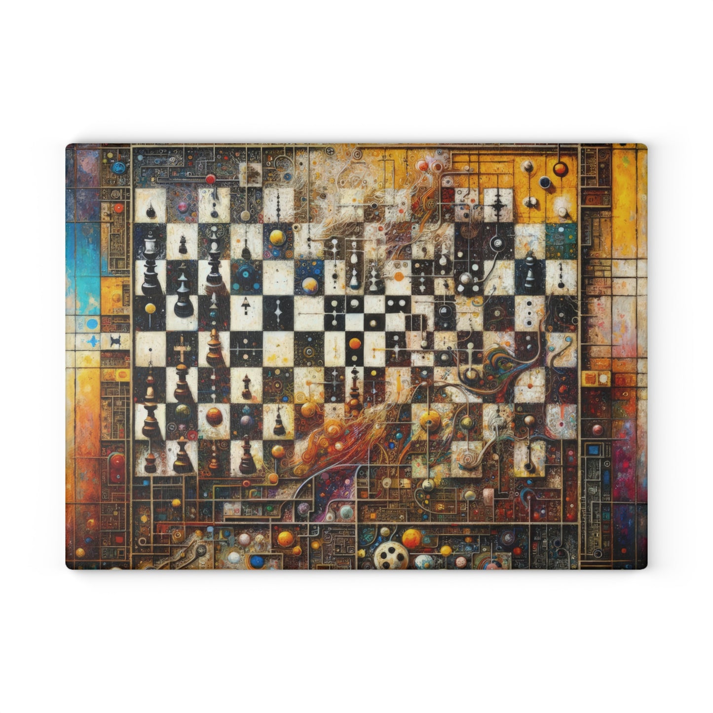 Cosmic Chess Integration Glass Cutting Board