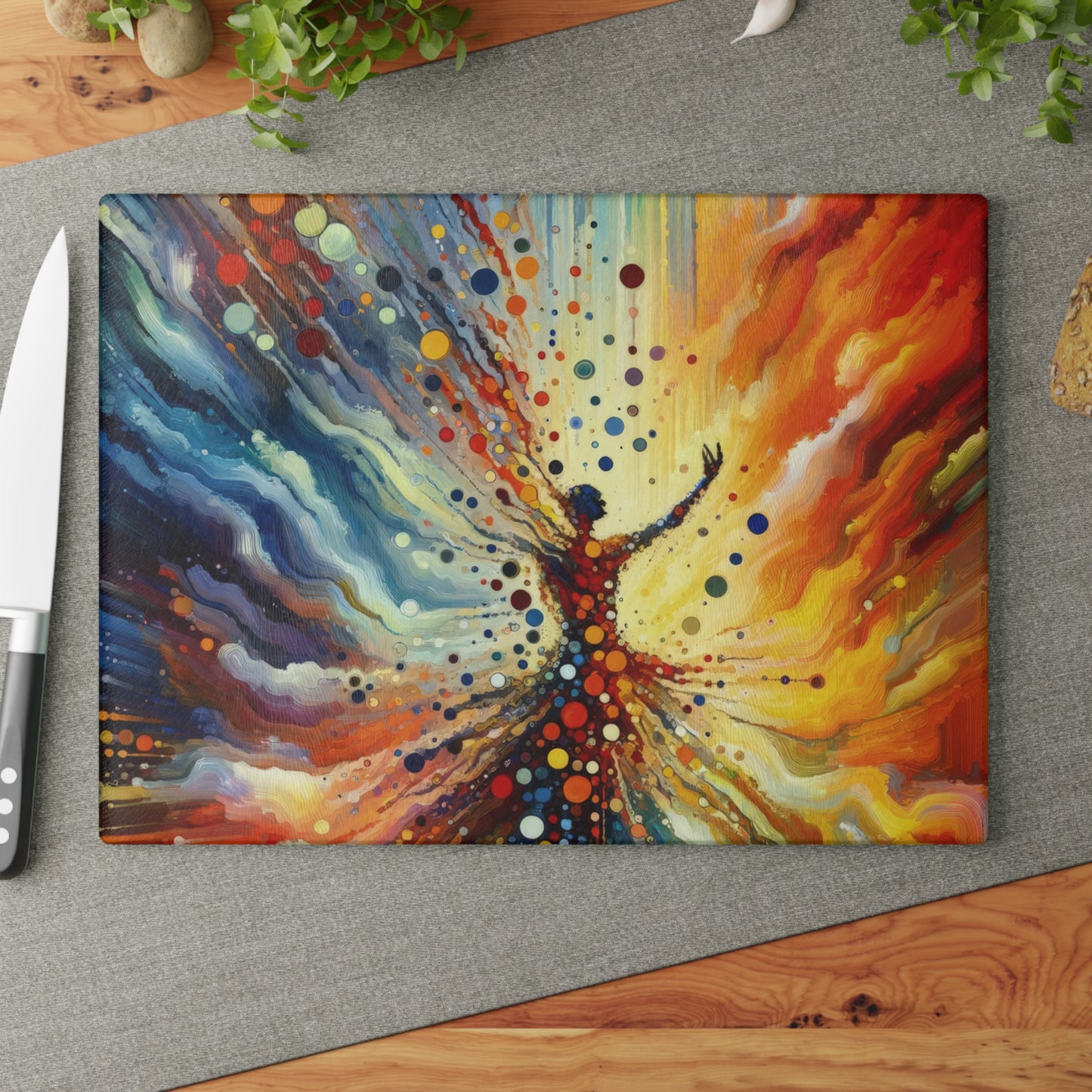 Vibrant Growth Symphony Glass Cutting Board