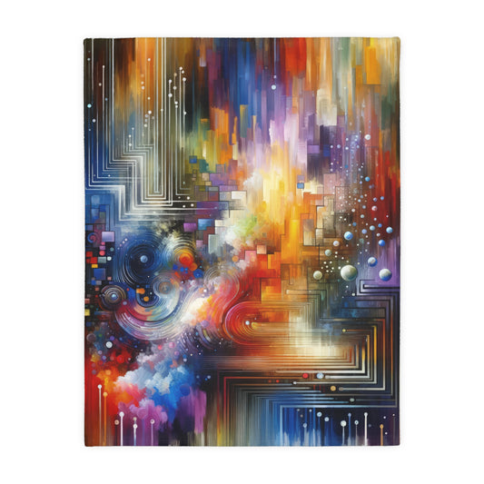 Abstract Technicolor Synthesis Velveteen Microfiber Blanket (Two-sided print)