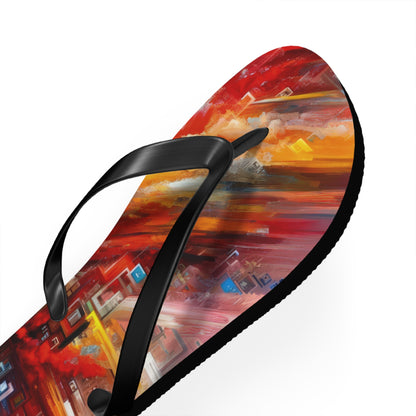 Digital Chaos Symphony Flip Flops