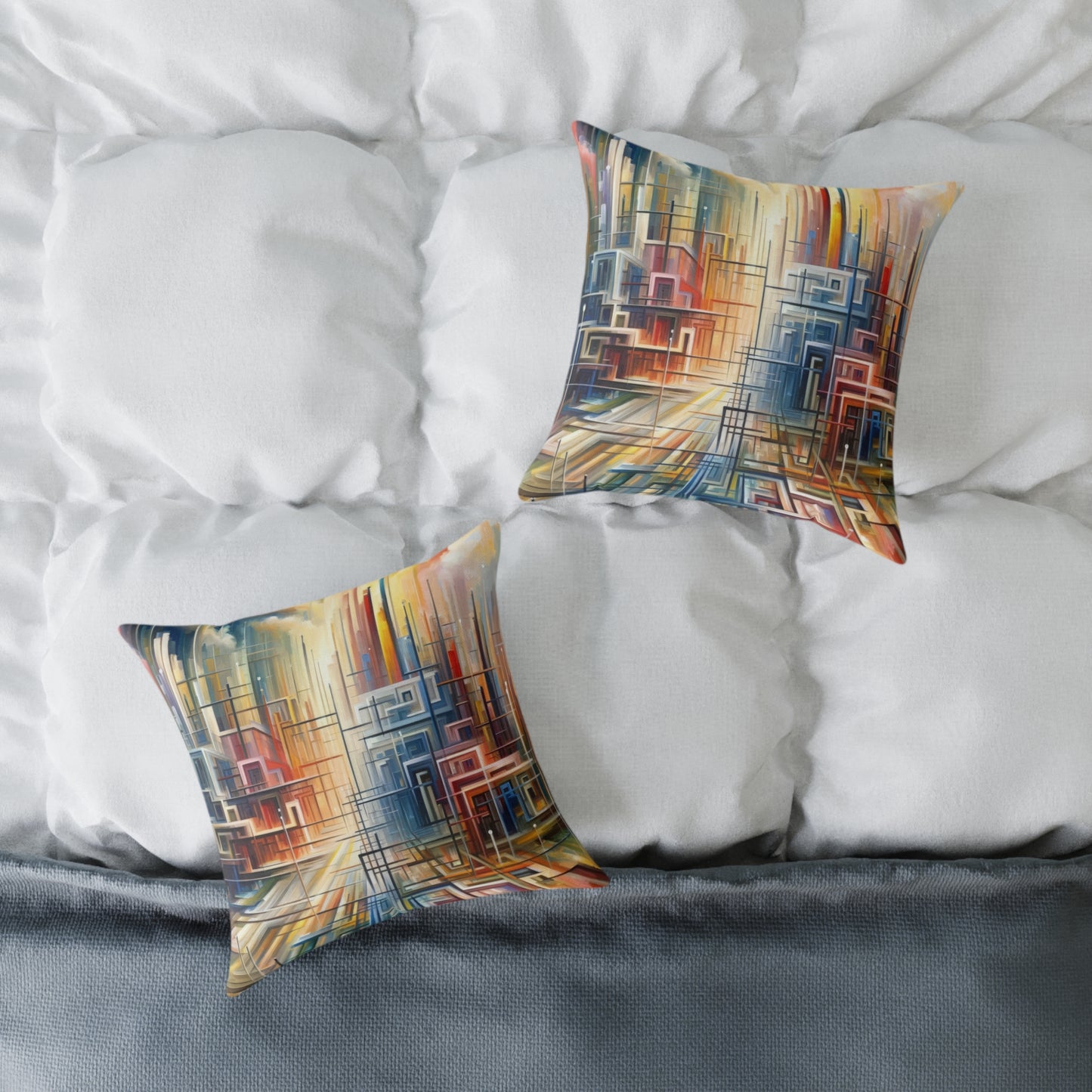 Urban Flow Interconnectedness Spun Polyester Pillow