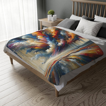 Grandiose Transformation Tachism Velveteen Microfiber Blanket (Two-sided print)