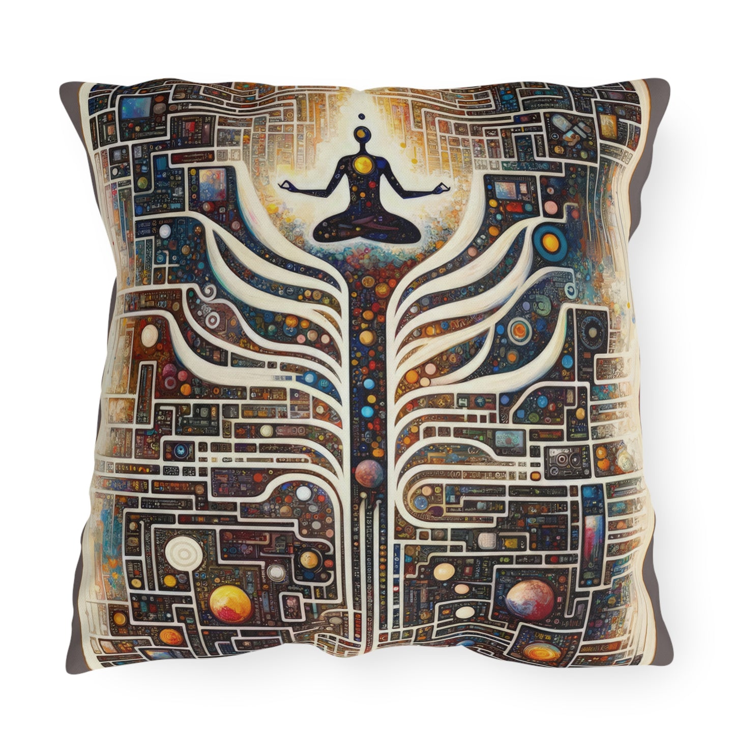 Syncing Silicon Spirituality Outdoor Pillows