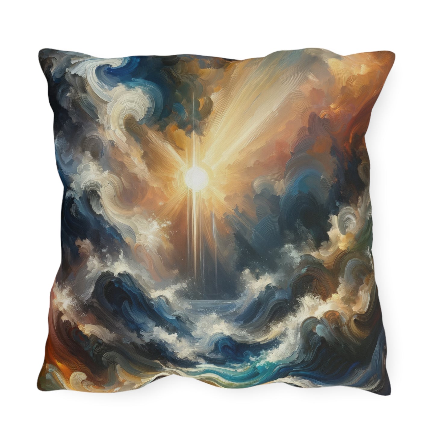 Tumultuous Sea Enlightenment Outdoor Pillows