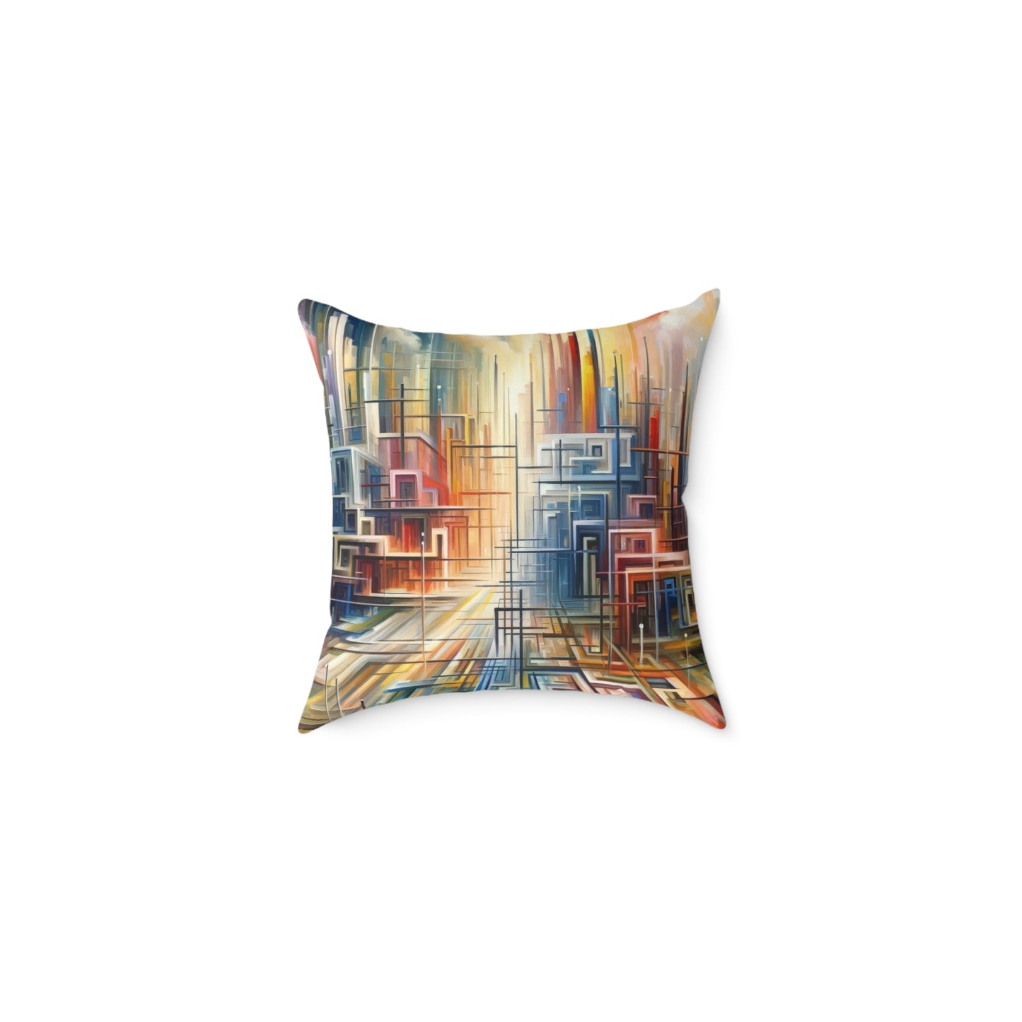 Urban Flow Interconnectedness Spun Polyester Pillow
