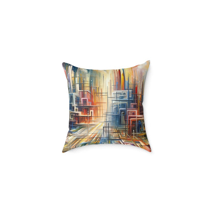 Urban Flow Interconnectedness Spun Polyester Pillow
