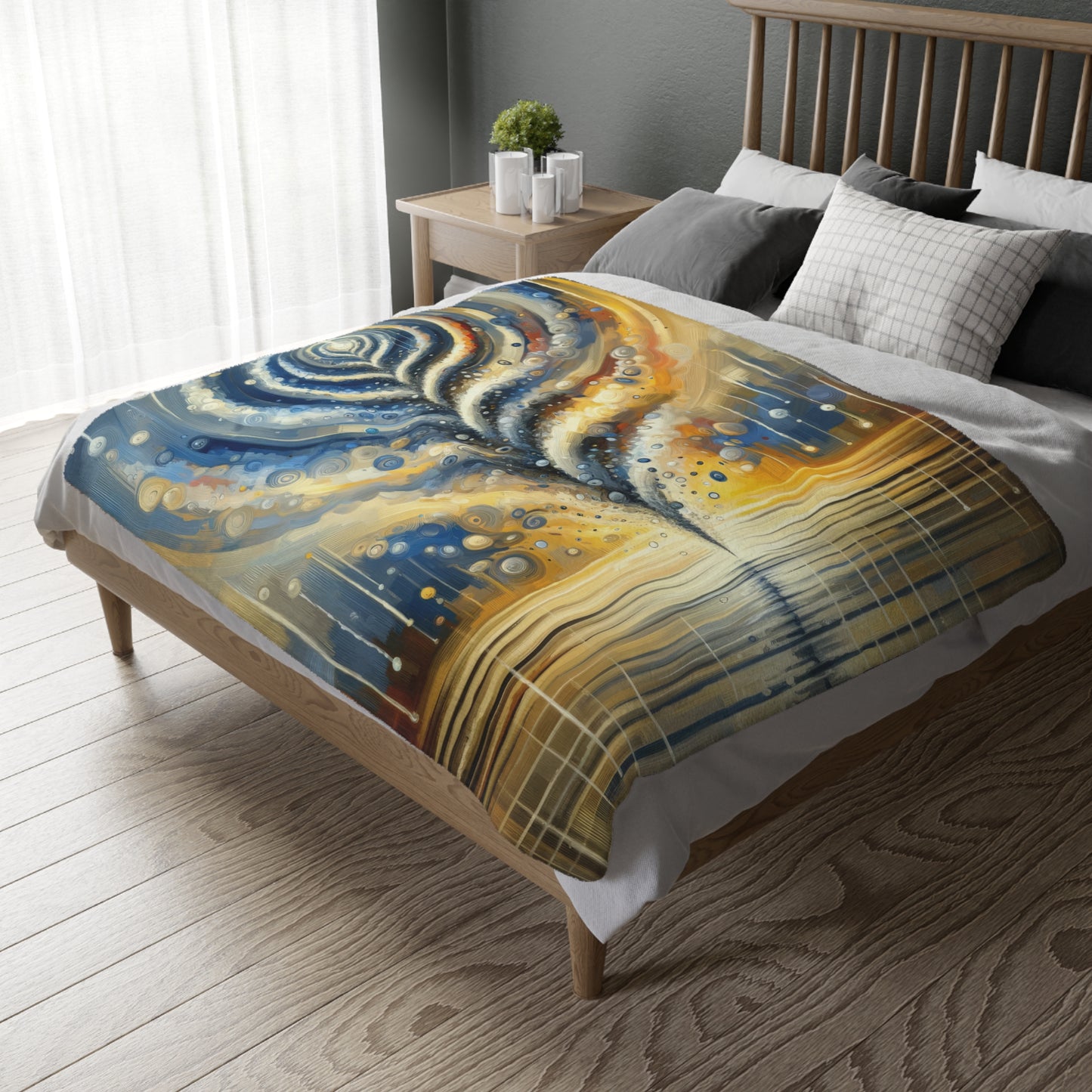 Ripple Effect Abstraction Velveteen Microfiber Blanket (Two-sided print)