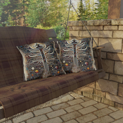Syncing Silicon Spirituality Outdoor Pillows