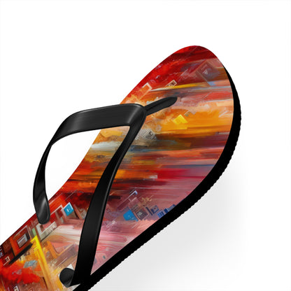 Digital Chaos Symphony Flip Flops