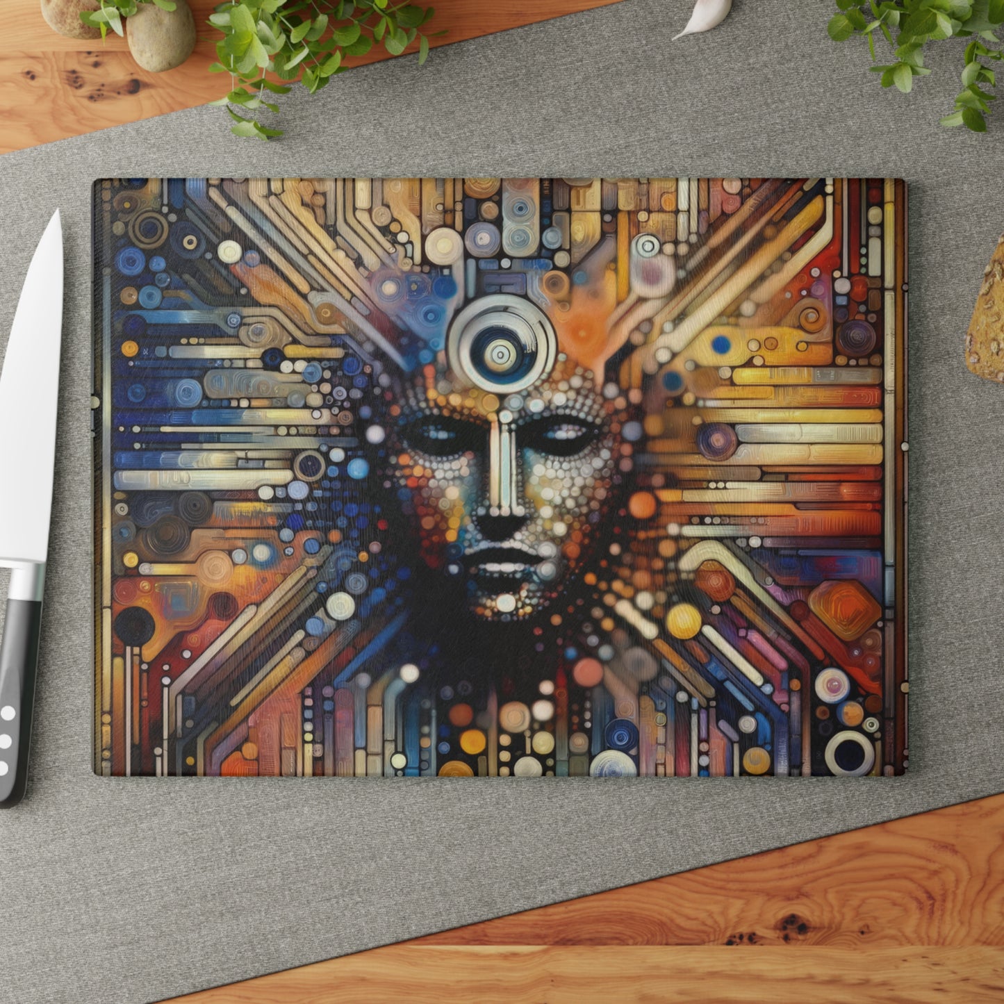 Digital Rhythm Tapestry Glass Cutting Board