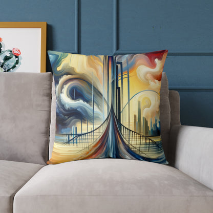 Conscious Bridge Tachism Spun Polyester Pillow