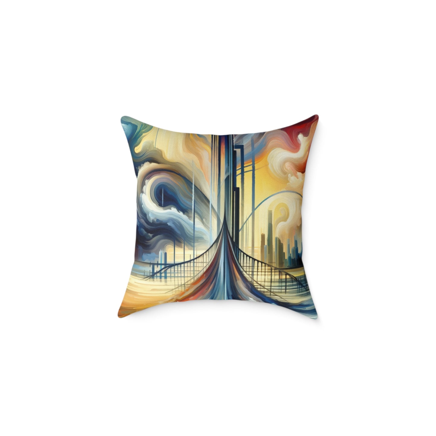 Conscious Bridge Tachism Spun Polyester Pillow