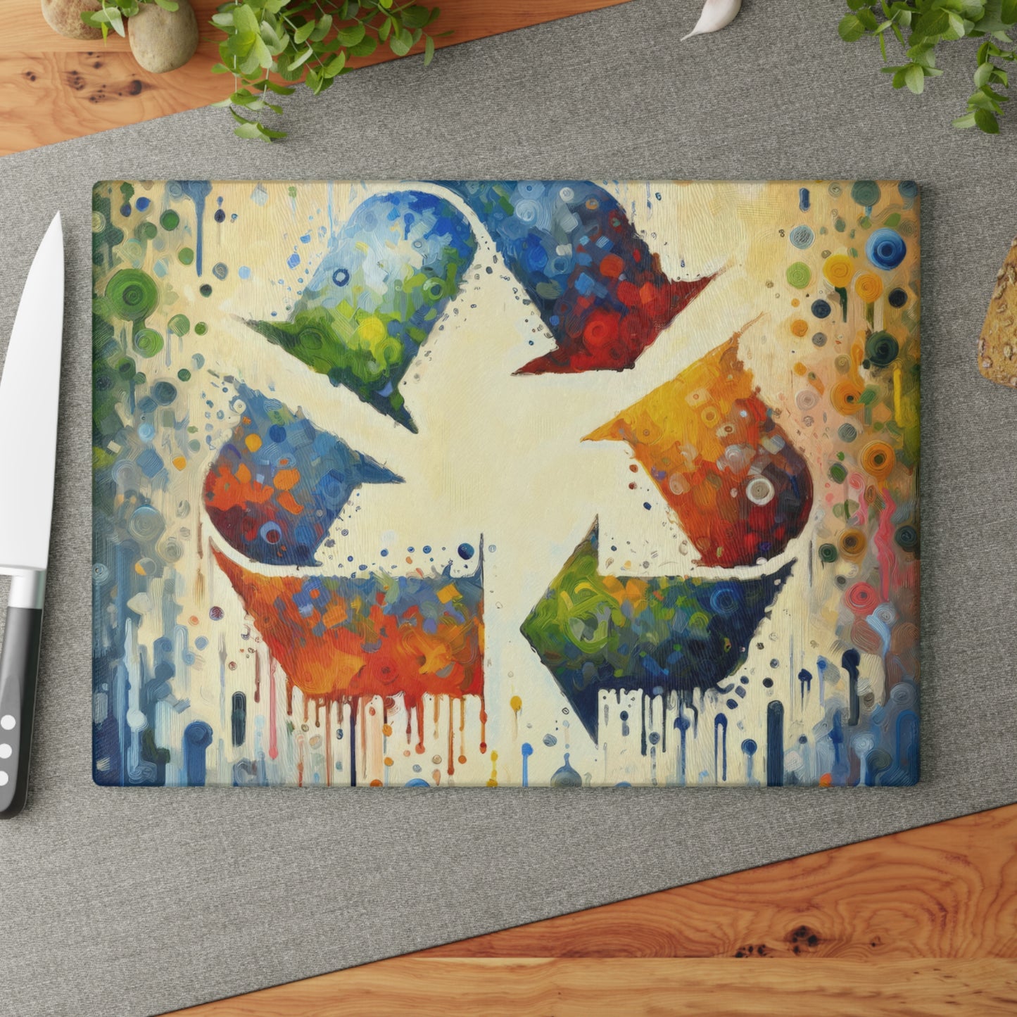 Sustainable Transformation Tachism Glass Cutting Board