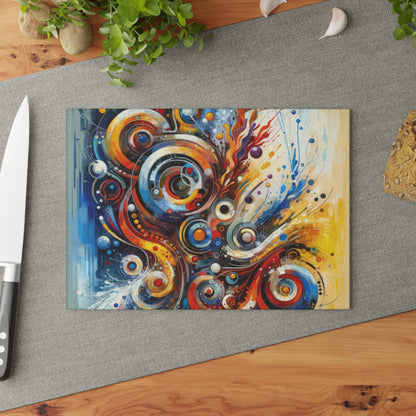 Harmonic Abstract Synergy Glass Cutting Board