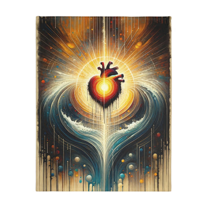 Awakened Heart Waves Velveteen Microfiber Blanket (Two-sided print)