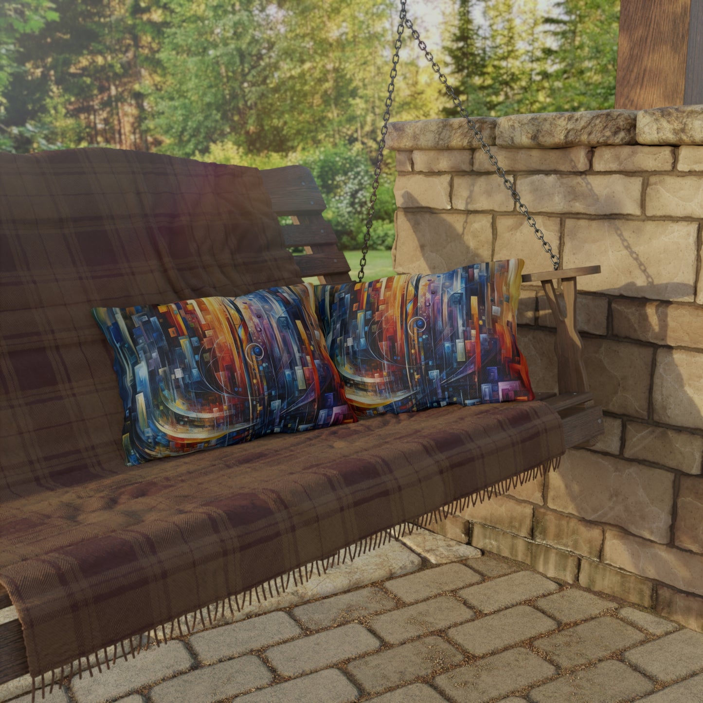 Symphonic Glass Resonance Outdoor Pillows