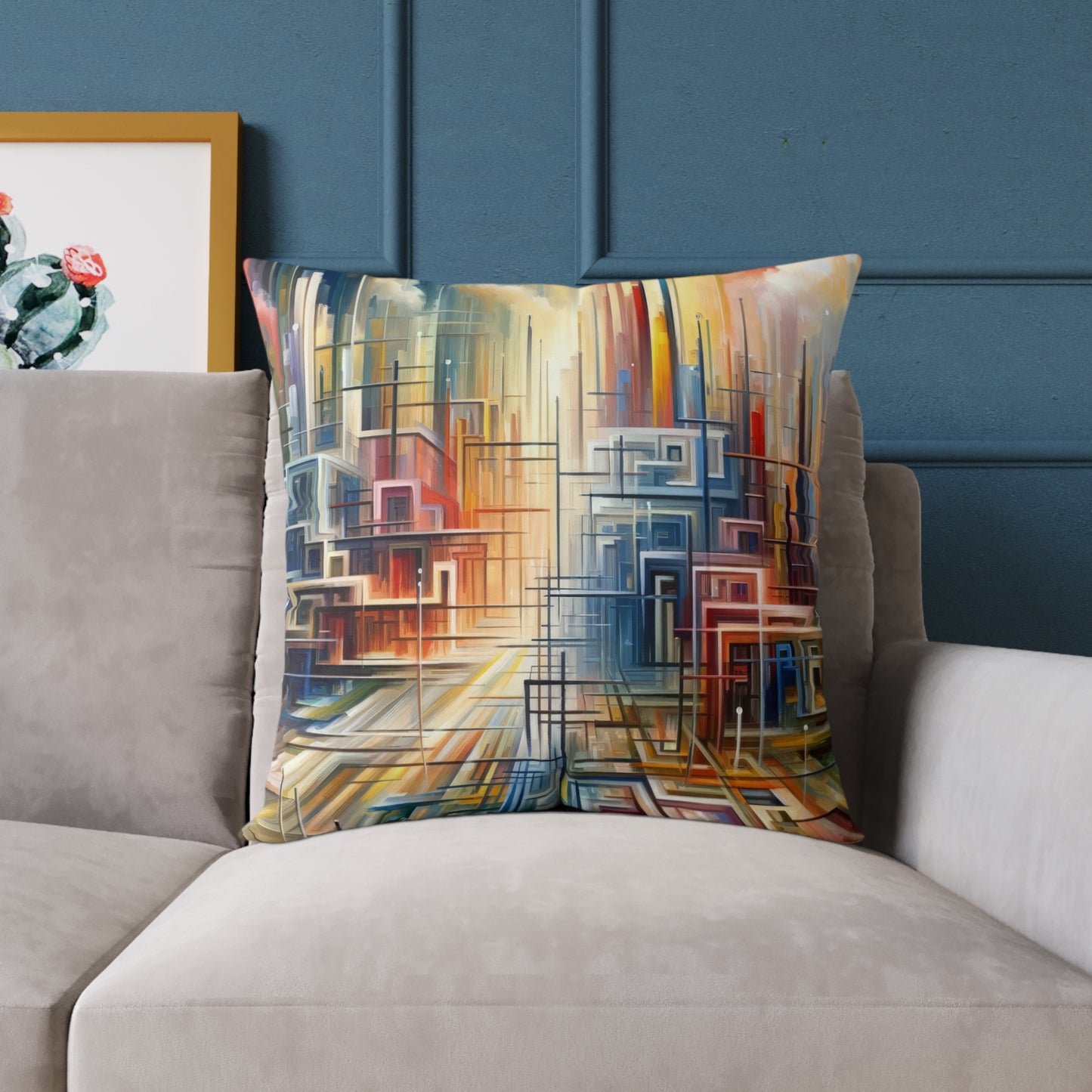 Urban Flow Interconnectedness Spun Polyester Pillow