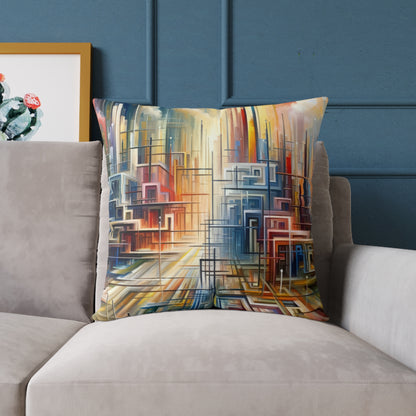 Urban Flow Interconnectedness Spun Polyester Pillow