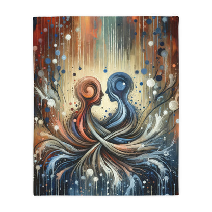Empathic Connection Tachism Velveteen Microfiber Blanket (Two-sided print)
