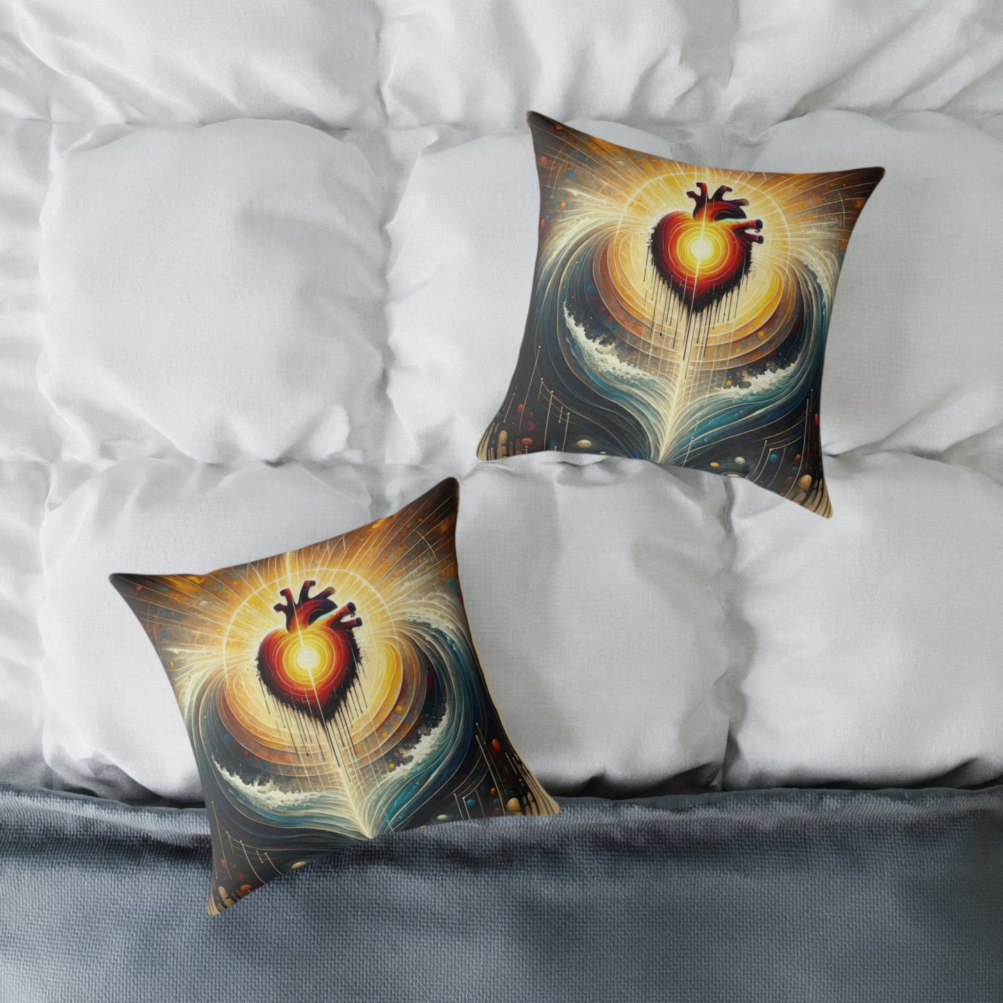 Awakened Heart Waves Spun Polyester Pillow