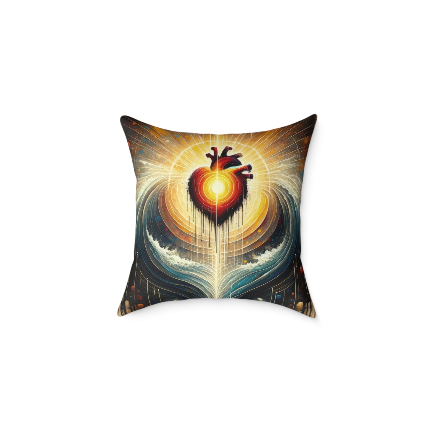Awakened Heart Waves Spun Polyester Pillow