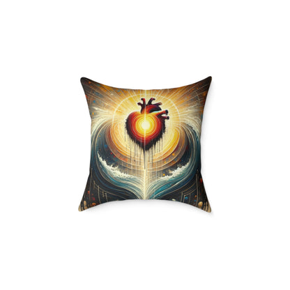 Awakened Heart Waves Spun Polyester Pillow