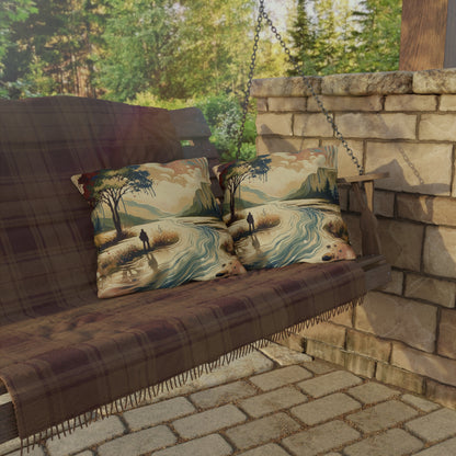 Serene Stream Sojourn Outdoor Pillows