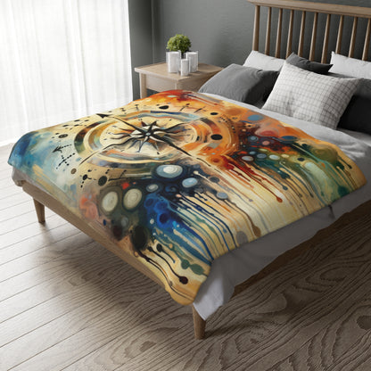 Guidance Abstract Compass Velveteen Microfiber Blanket (Two-sided print)