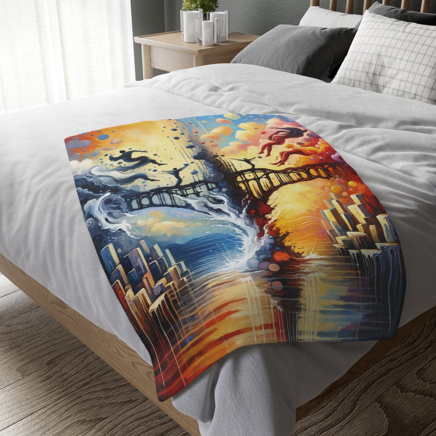 Faithful Diving Bridges Velveteen Microfiber Blanket (Two-sided print)