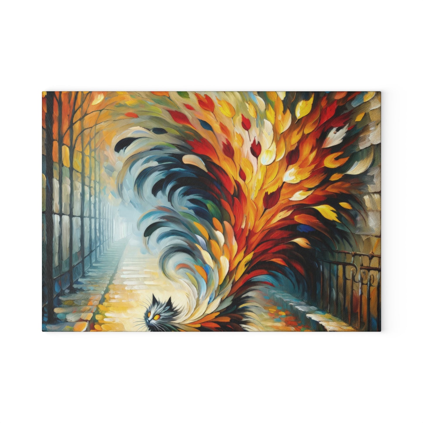 Autumn Whirlwind Escape Glass Cutting Board