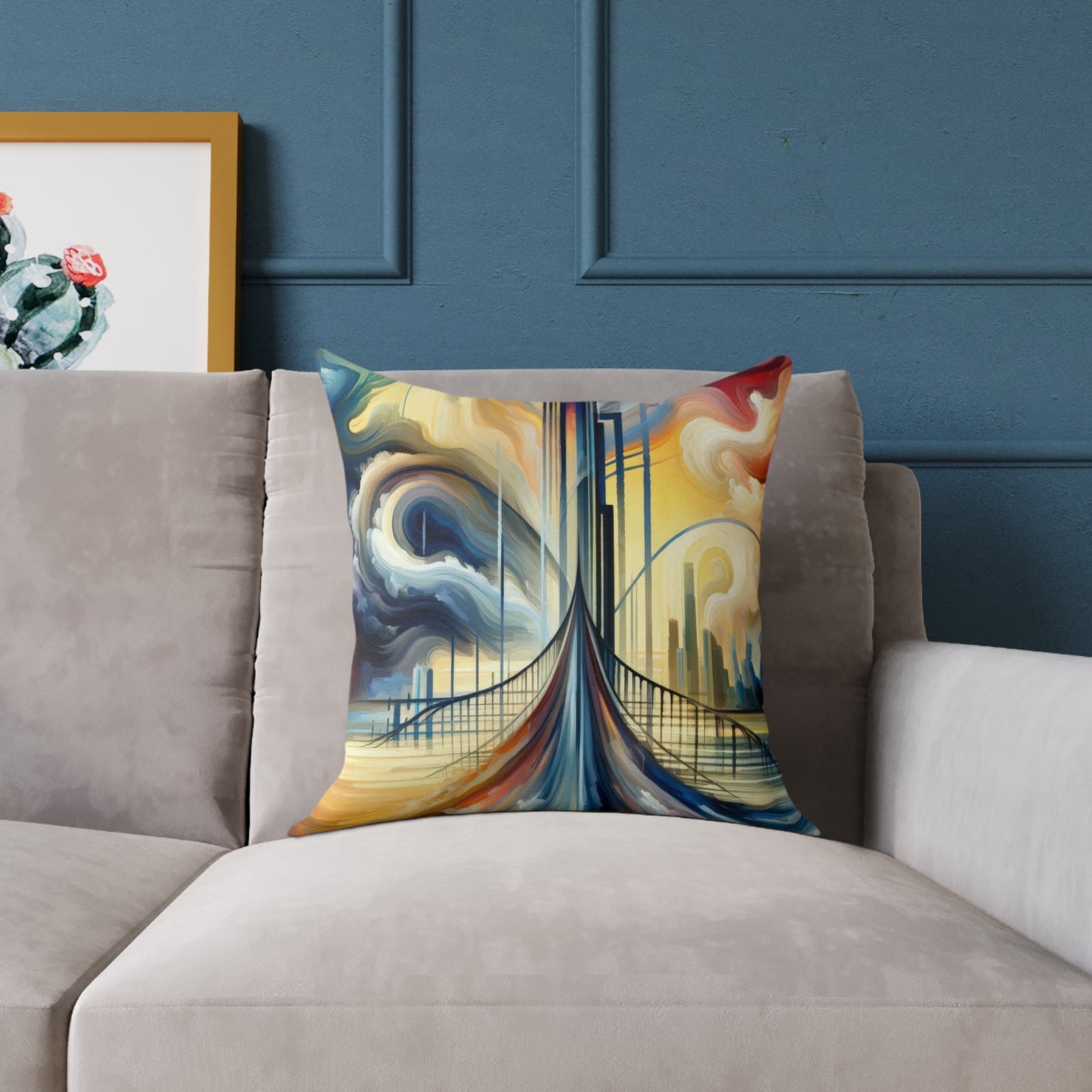 Conscious Bridge Tachism Spun Polyester Pillow