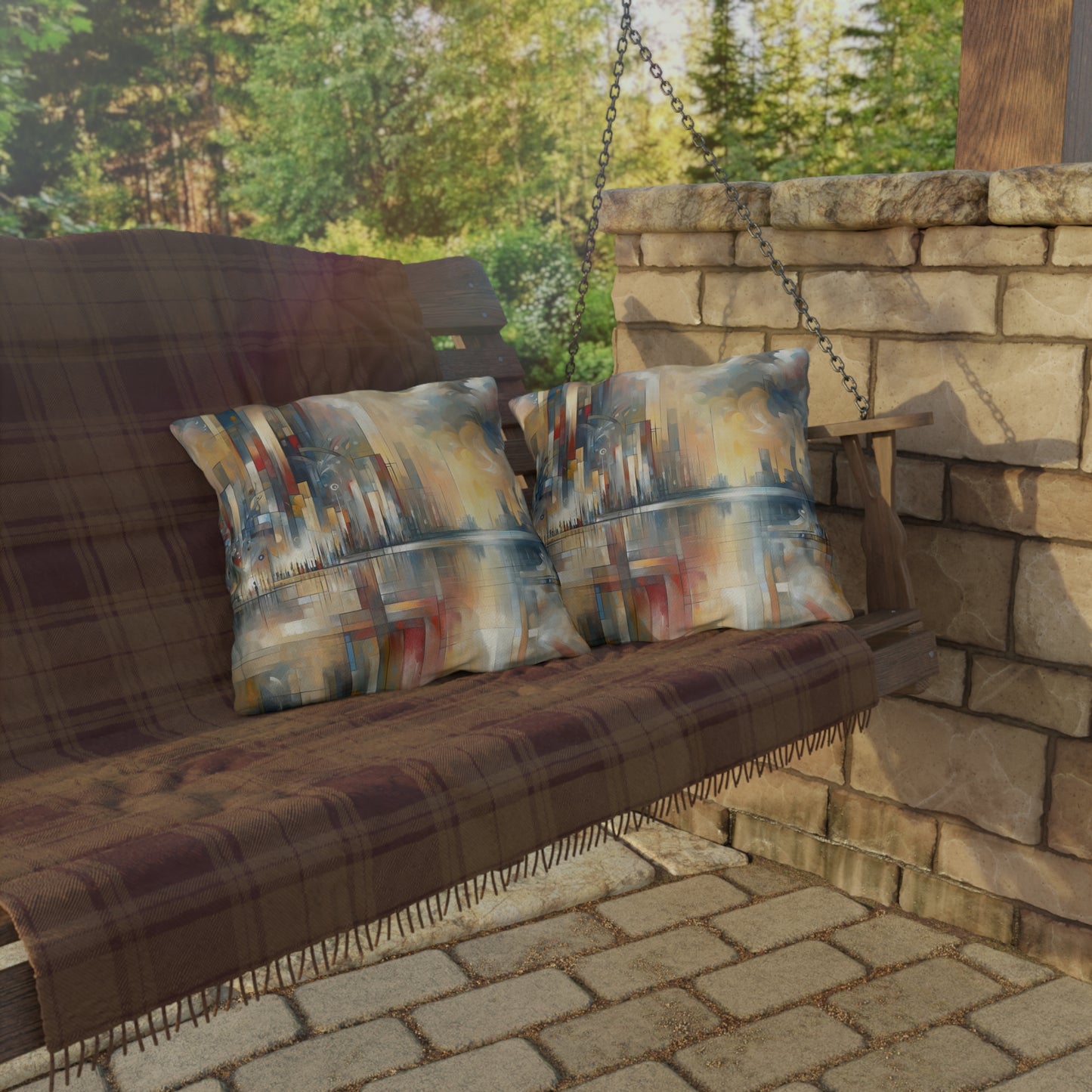 Abstract Buzzing Stillness Outdoor Pillows