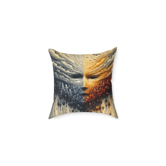 Subdued Revolutionary Currents Spun Polyester Pillow