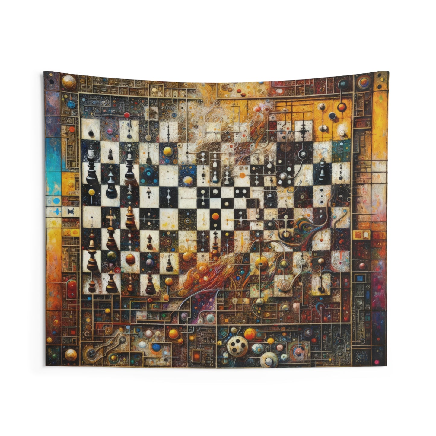 Cosmic Chess Integration Indoor Wall Tapestries