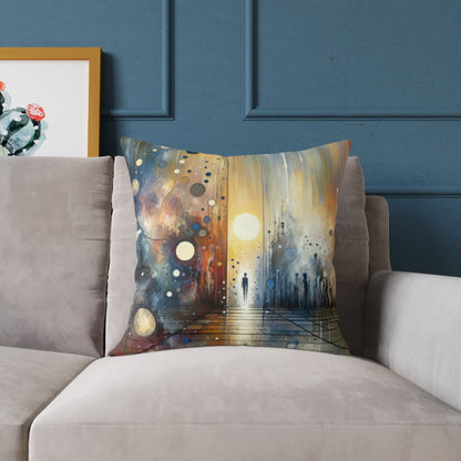 Stillness Transition Abstract Spun Polyester Pillow