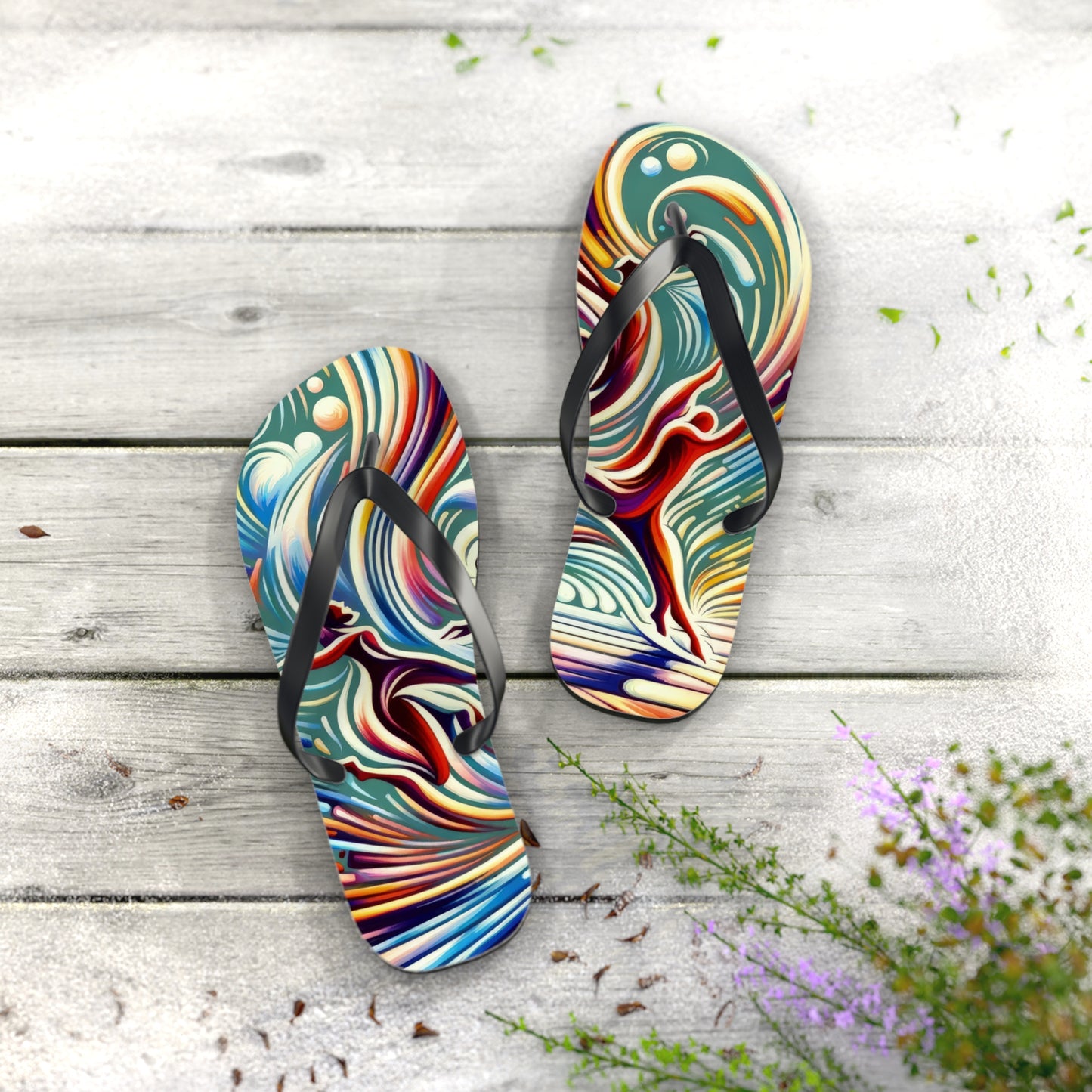 Choreographic Mindful Tachism Flip Flops