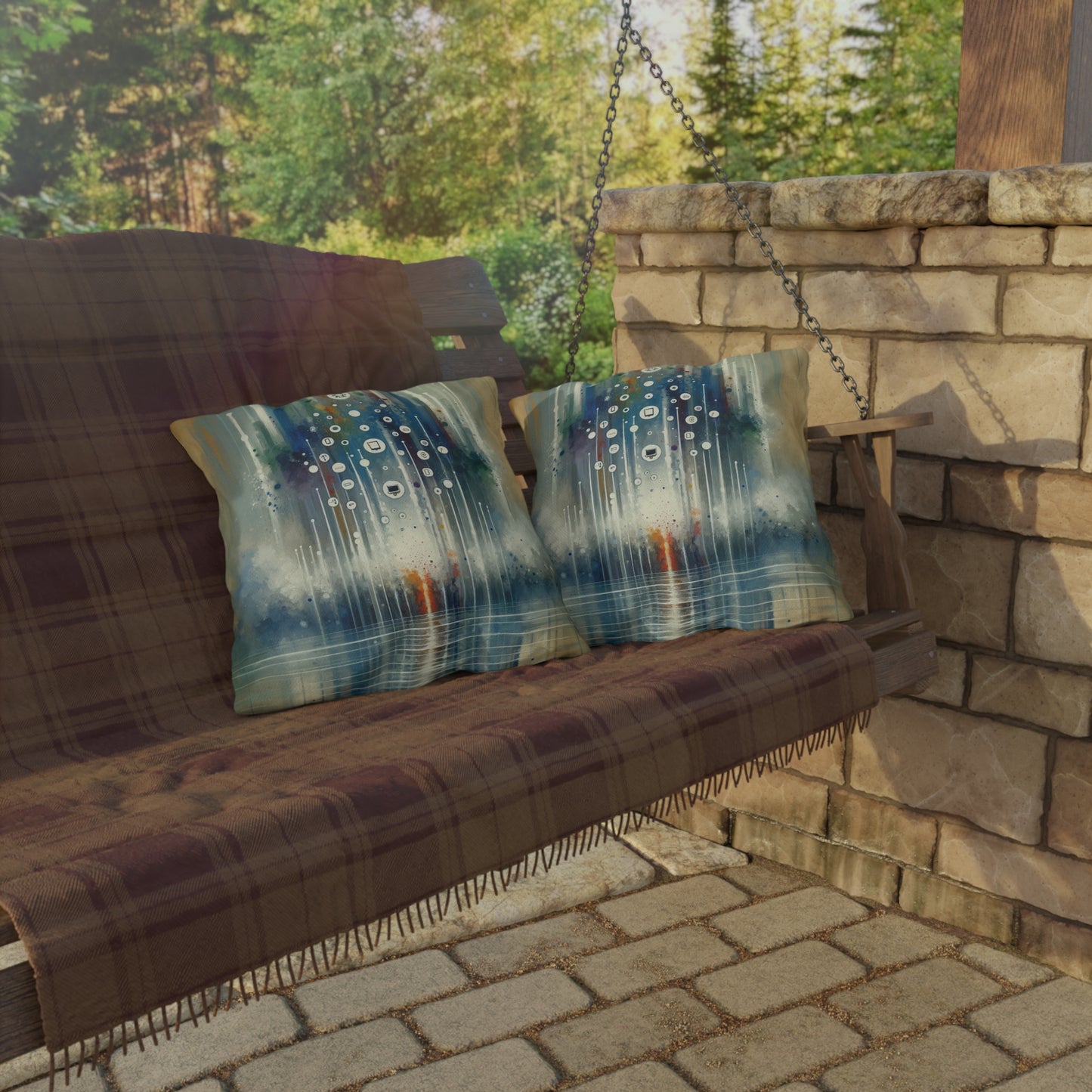 Tachism Digital Escape Outdoor Pillows