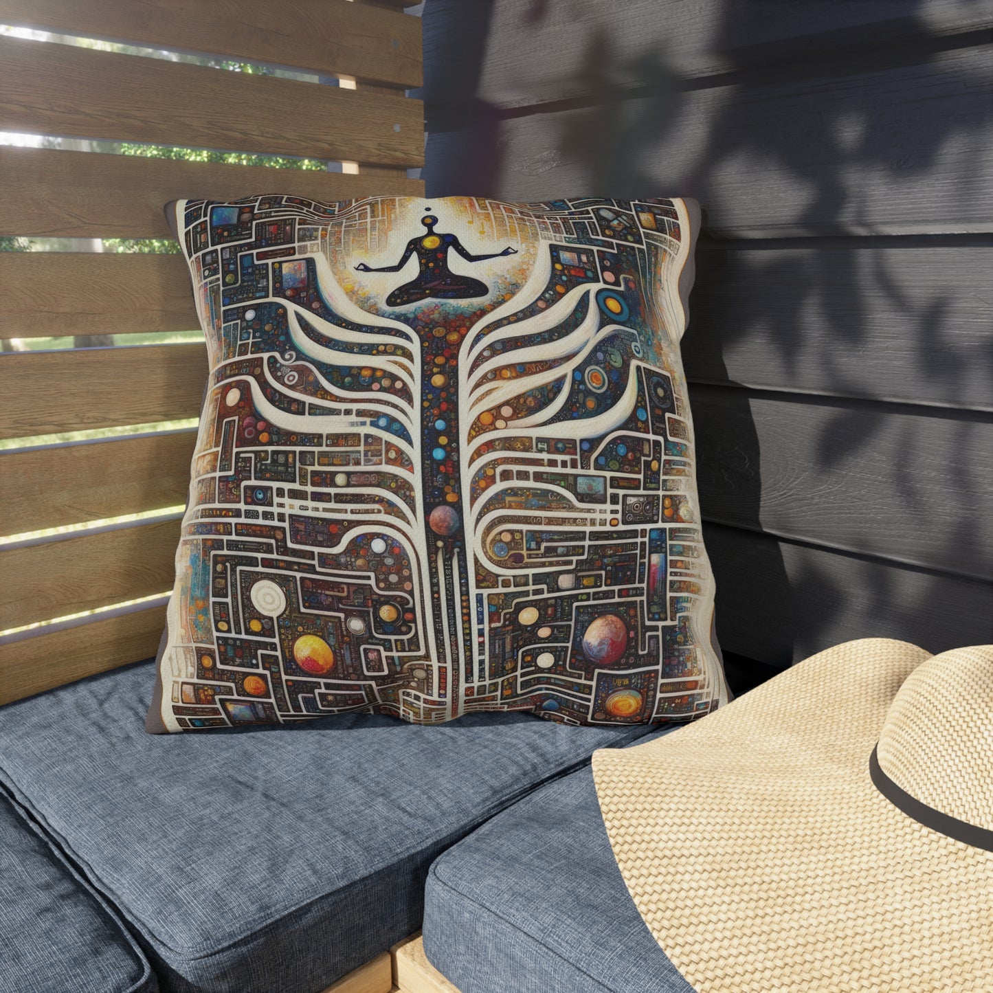 Syncing Silicon Spirituality Outdoor Pillows