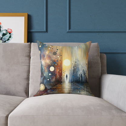 Stillness Transition Abstract Spun Polyester Pillow