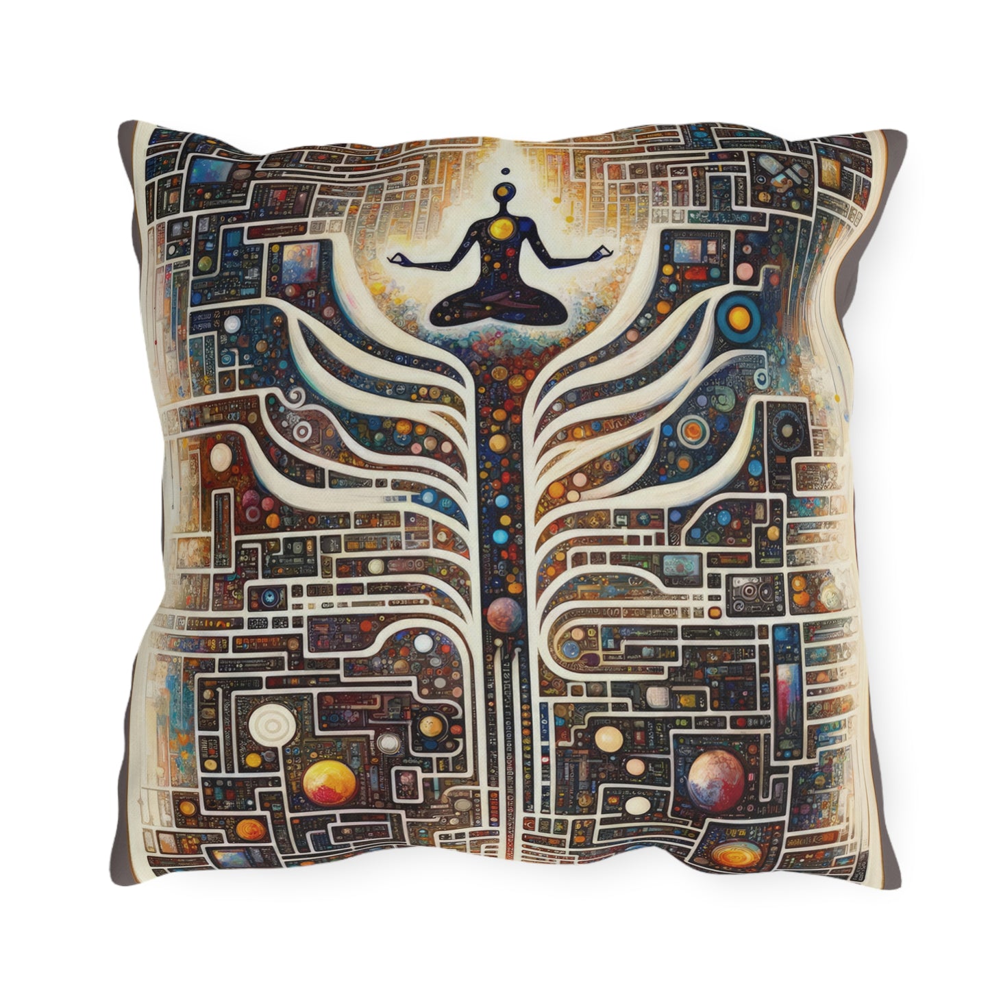 Syncing Silicon Spirituality Outdoor Pillows