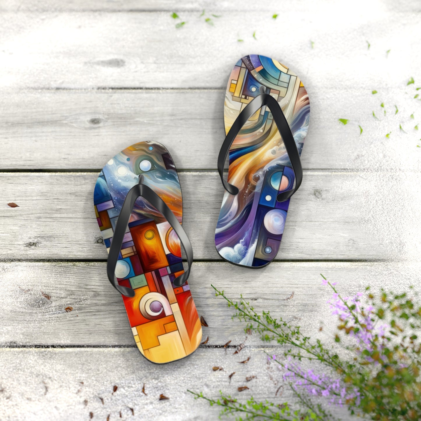 Cosmic Tachism Alchemy Flip Flops